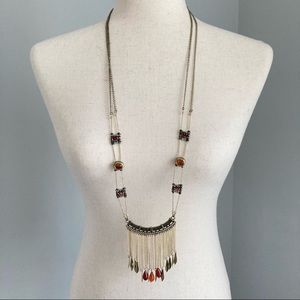 Express Long Fringe Gold Statement Necklace